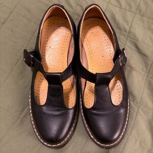 Black t-strap loafers size 38 7.5